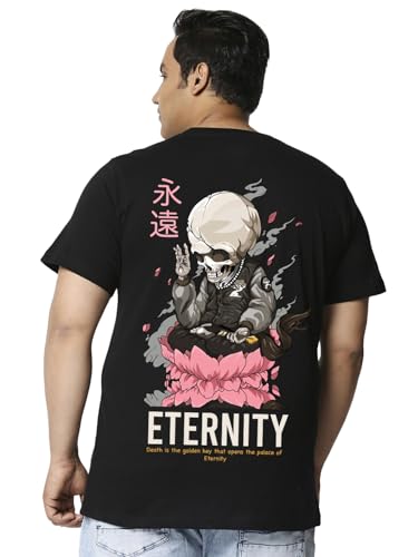 Bewakoof MenS Graphic Printed Regular Fit Plus Size T-Shirt_625677_Black_5Xl