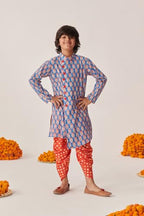Pspeaches Boys Floral Printed Regular Kurta With Dhoti Pants (14-15Years)