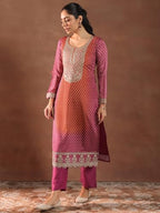 Libas WomenS Silk Blend Kurta Set (49507H_Pink