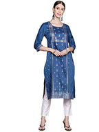 Ziyaa Women'S Blue Chinon Straight Kurta And Pant Set(Zikuch3791Andpa-3Xl)