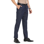 Turtle Men Pv Navy Solids Slim Fit Formal Trouser