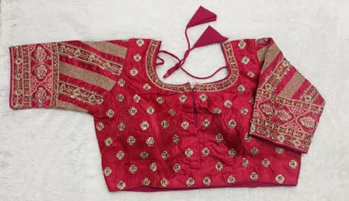 Pujia Mills WomenS Indian Ethnic Wear Stitched Designer Golden Codding With Zari Embroidered Work Round Neck Half Sleeve Readym