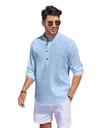 Hemadhav MenS Regular Fit Cotton Blend Casual Kurta Sky Blue