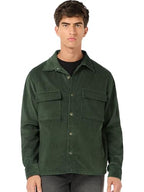Bewakoof Men Solid Regular Fit Full Sleeve Collar Corduroy Jacket_684912_Green_M