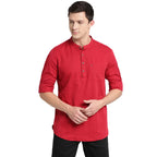 Turtle Men Pure Cotton Solid Kurta Shirts Red