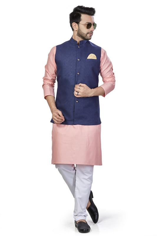 Be Active MenS Solid Linen Blend Kurta Pyjama 3 Piece Set || Men Kurta Pajama With Modi Jacket || Kurta Pajama Nehru Jacket For
