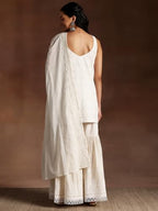 Libas Womens Embroidered Cotton Straight Kurta With Sharara And Dupatta
