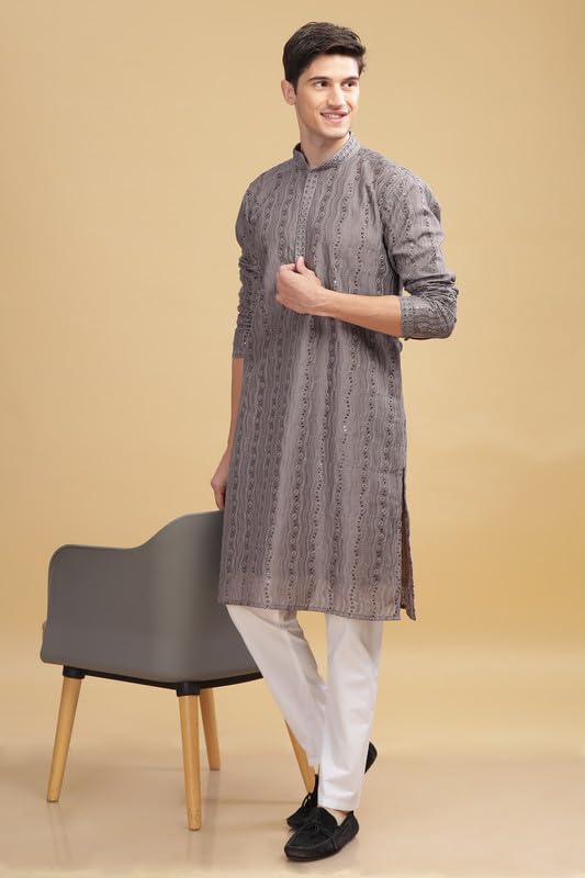 Be Active MenS Traditional Embroidered Lucknowi Design Full Sleeves Kurta || Cotton Kurta For Men || Men Kurta For Wedding || K
