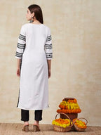 ANNI DESIGNER Womens Cotton Blend Chikankari Embroidered Straight Kurta (Stho-White-NRK_S_White_Small)