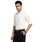 Turtle Men 100% Cotton Cream Solid Slim Fit Formal Shirts