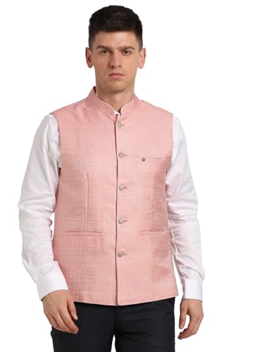 Turtle Men Cotton Viscose Light Pink Nehru Jacket