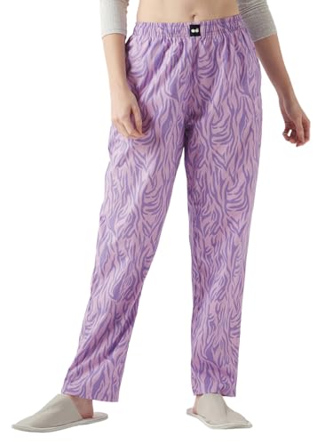 Bewakoof Women All Over Printed Regular Fit Poplin Pyjama_645072_Purple_XS