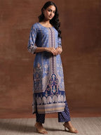 Libas Womens Printed Crepe Straight Kurta With Trousers
