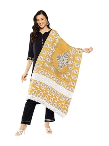 Aarika Womens Casual Wear Mustard Colour Damask Woolen Stole-(Free-Size)-(St-W-As-04-Mustard-Free-Size)