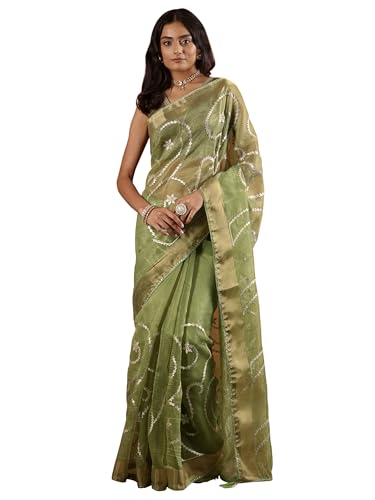 Libas Womens Embellished Nylon Saree With Blouse Piece