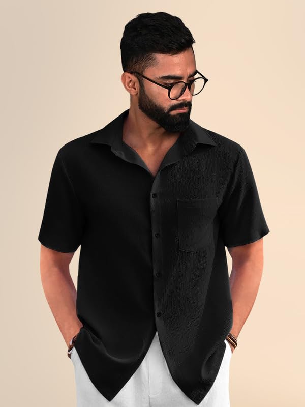 Pinkmint Popcorn Regular Fit Half Sleeve Shirt for Men