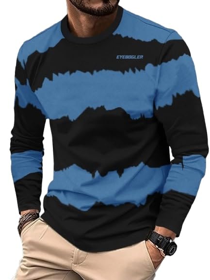 Noble Monk Men Full Sleeve Round Neck T-Shirt | Tie & Dye Pattern |Regular Fit Tshirt For Men Black