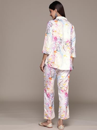 Ziyaa Women Women'S Pink Summer Cool A-Line Kurta And Pant Set