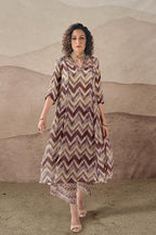 Toochki Dress For Women | Two Piece Dress For Women Long | Dress | Maxi Dress For Women | Dresses | Zig Zag Printed Dress | Cott