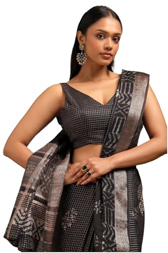 Soch Women Art Silk Batik Print Saree with Zari Woven