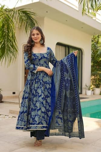 Wedani Anarkali Set for Women Blue