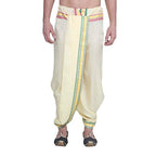 SOJANYA (Since 1958 Stitched Light Yellow With Multicolor Border, Stitched Mens Dhoti, Polycotton