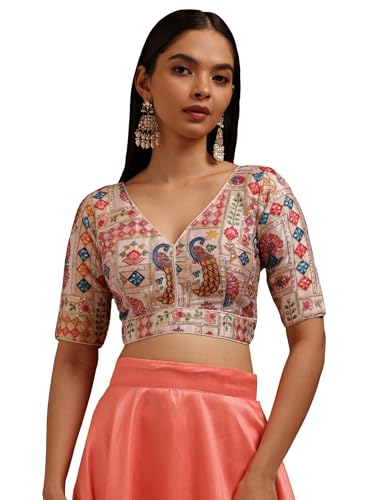 Soch Women Silk Blend Ethnic Motif Padded Blouse with Zari