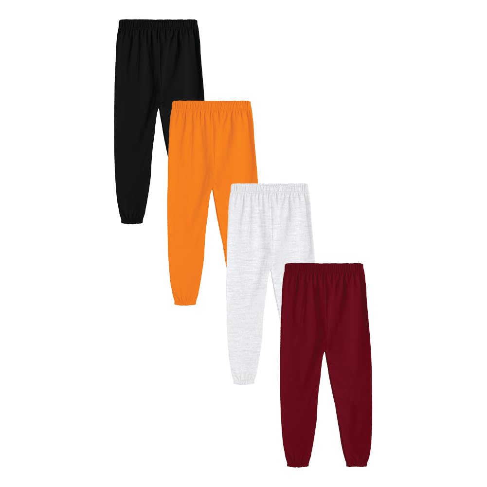 Kyda Kids Boys Mid Rise 100% Pure Cotton Printed Regular Fit Track Pants (Pack Of 4)