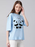 KOTTY Womens Cotton Blend Printed Oversized T-Shirts