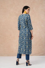 ANNI DESIGNER Womens Cotton Blend Straight Printed Kurta with Pant & Dupatta (Mamaji Blue-NW_3XL_Blue_XXX-Large)