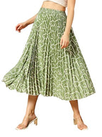 Kzully Crepe Western Skirt Light Green