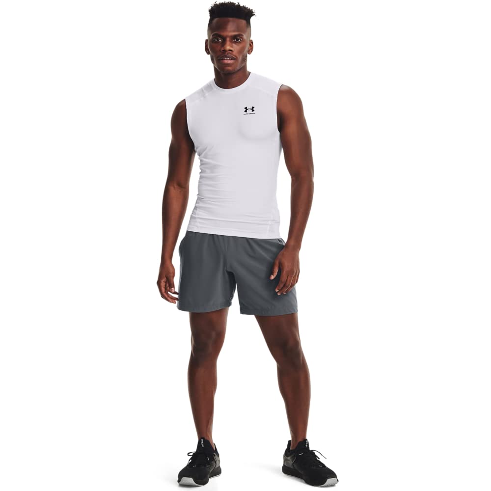Under Armour Men's Armour HeatGear Compression Sleeveless T-Shirt , White (100)/Black, Small