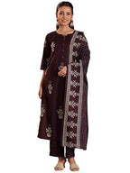 Libas WomenS Pure Cotton Printed Kurta Set (369130R Brown
