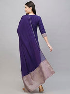 ANNI DESIGNER Womens Cotton Blend Straight Printed Kurta with Pant & Dupatta (KIKU BEGANI_L_Purple_Large)