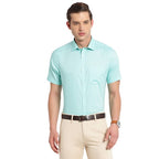 Turtle Men Cotton Solid Regular Fit Half Sleeve Formal Shirts LightBlue