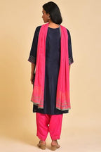 W For Woman WomenS Rayon Kurta, Salwar & Dupatta (23Fesp11190-312495_Navy