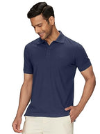 XYXX Mens Cotton Solid Regular Fit Shirt (XY_CR14_Polo Tshirt_1_Dark Navy