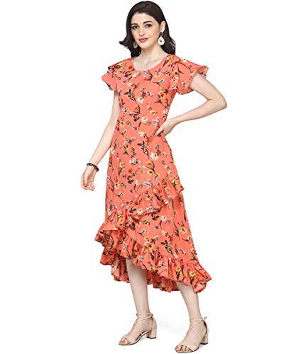 OOMPH! Womens Crepe Wrap Maxi Dress - Marmalade Orange
