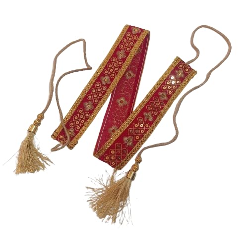 Justin Dustin Women Tradional Saree Kamarbandh Belt One Piece Western Dress Belt (40, Red) 40