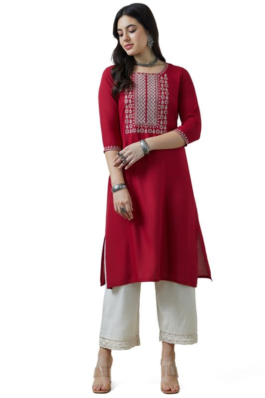 Soch Women Rayon Zari Embroidered Kurta