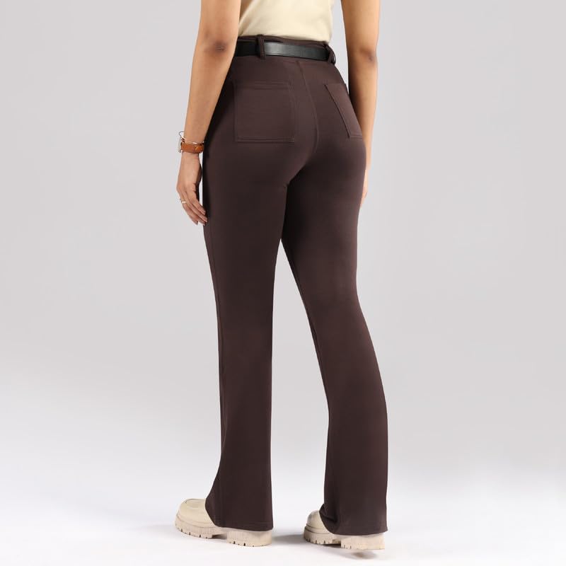 BlissClub AM:PM Air Flare Trousers Cotton for Women Upto 54 ft | Bootcut Trousers and Formal Pants for Women Office wear | Tail