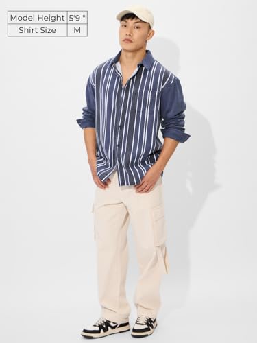 The Souled Store Astral Men And Boys Short Sleeves Collared Neck Button Front Regular Fit Cotton Shirt