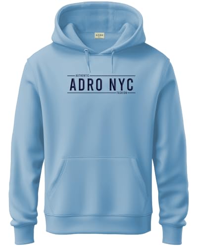 ADRO Men's Cotton Neck Hooded Sweatshirt (H24-ADRO-SK_Sky Blue