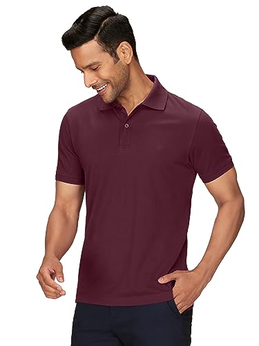 XYXX Mens Cotton Solid Regular Fit Shirt (XY_CR14_Polo Tshirt_1_Wine