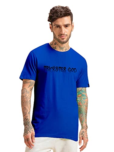 Bewakoof MenS Monkey King Graphic Printed Cotton T-Shirt Regular Fit, Round Neck, Half Sleeves_589865_Blue_M