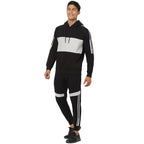 Bewakoof Mens Color Block Regular Fit Full Sleeve Fleece Hoodies Black,White