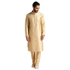 Manyavar Kurta Set For Men, Full Sleeves Mandarin Collar Ethnic Kurta Sets For Engagement, Wedding, Party Kurta Set Art Silk (Fa
