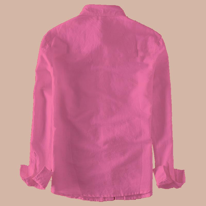 Rebelify Double Pocket With Flap Men Cargo Cotton Shirt Pink