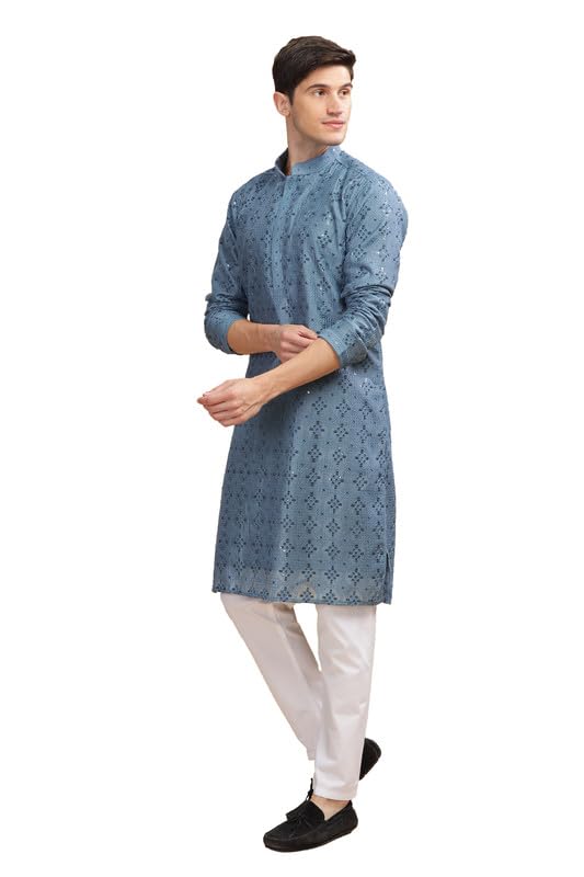 Be Active MenS Traditional Embroidered Lucknowi Design Full Sleeves Kurta || Cotton Kurta For Men || Men Kurta For Wedding || K