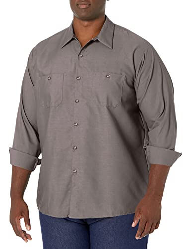 Red Kap Mens Industrial Work Shirt, Regular Fit, Long Sleeve, grey, 4X-Large